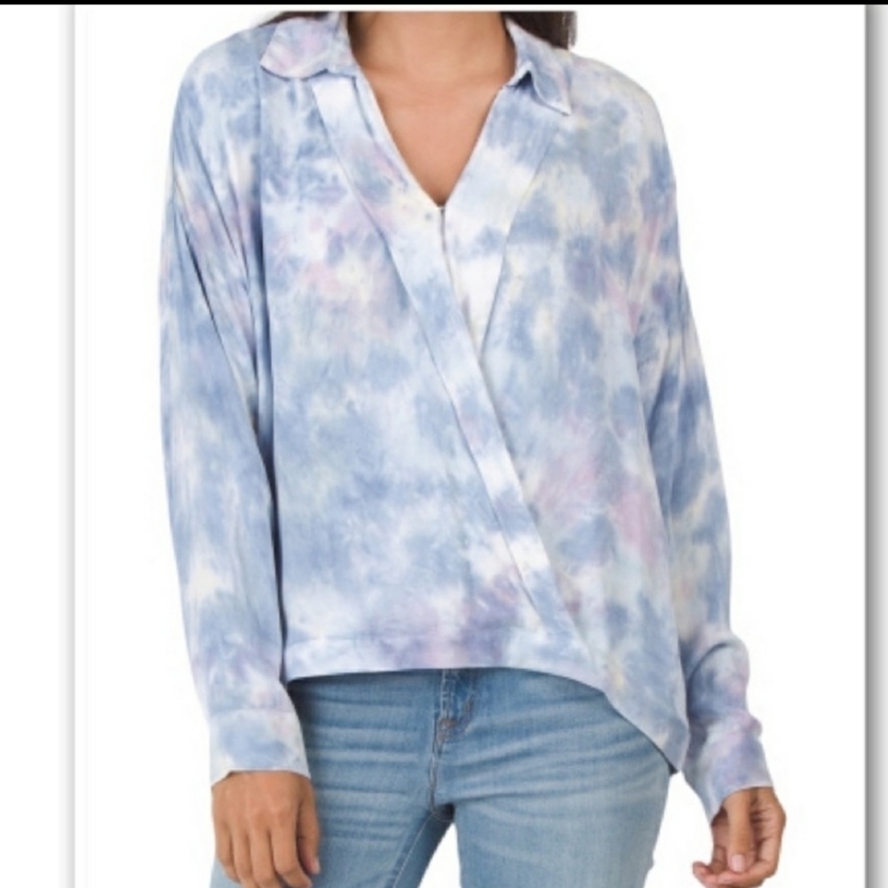 NWT Young Fabulous & Broke Stargazer Soho Tie Dye Top Blue Blouse